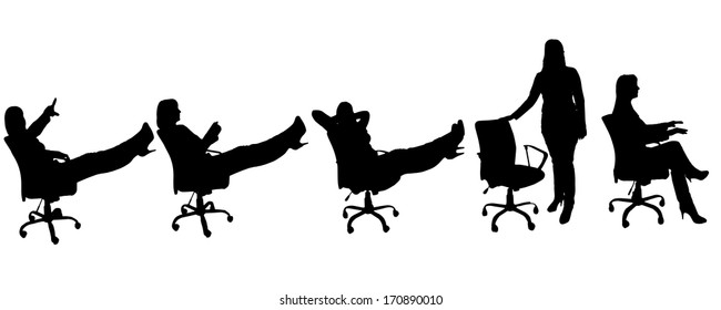 Vector black silhouette of office on white background