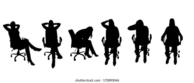 Vector black silhouette of office on white background