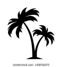 Vector black silhouette of palm trees isolated on a white background.