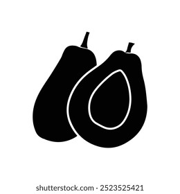 vector of black silhouette of papaya