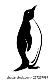 Vector black silhouette of a penguin.