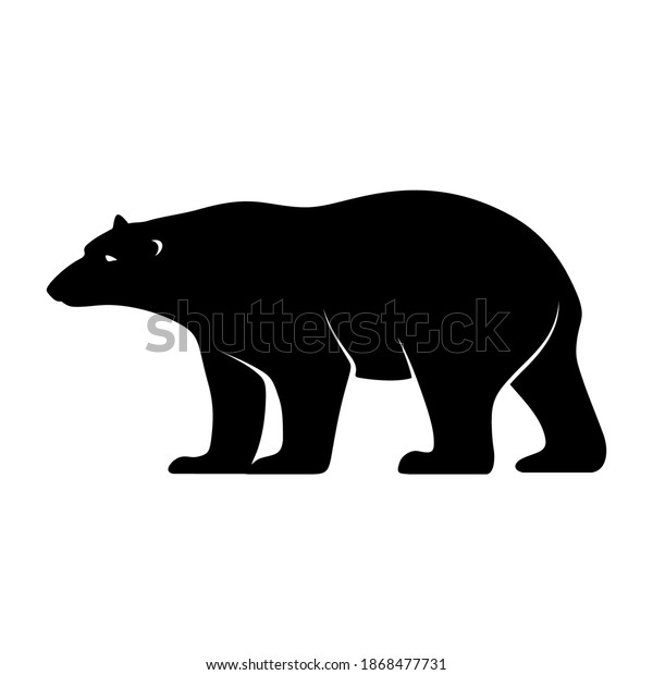 Vector Black Silhouette Polar Bear Isolated Stock Vector (Royalty Free ...