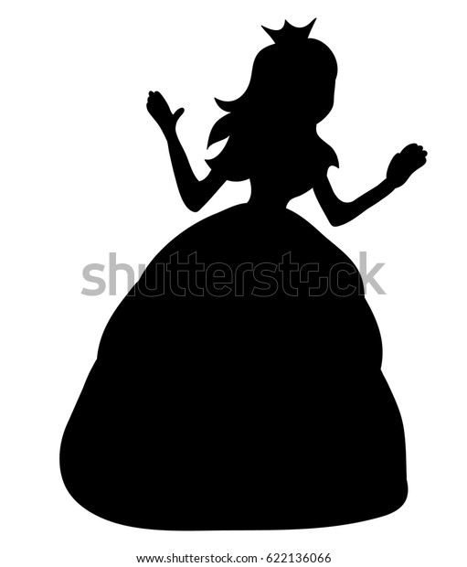 Vector Black Silhouette Princess Stock Vector (Royalty Free) 622136066