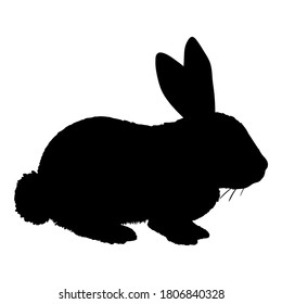 Vector Black Silhouette of Rabbit