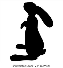 Vector black silhouette of rabbit isolated