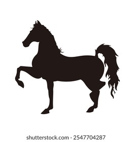 Vector Black Silhouette Rearing Horse	