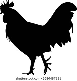 Vector negro silueta de un gallo sobre un fondo blanco