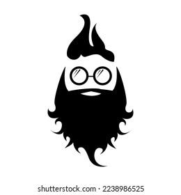 Vector black silhouette of Santa Claus with shadow isolated on white background. Santa Claus icon, print, badge and label design template. Funky christmas old man character with beard and mustache