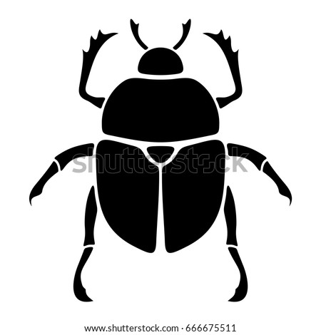 Vector black silhouette of a scarab beetle isolated on a white background.