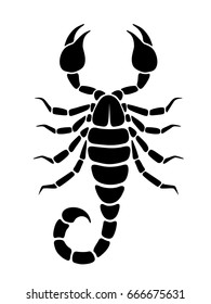 Vector black silhouette of a Scorpio isolated on a white background.