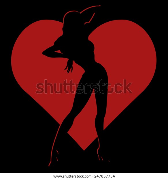 Vector Black Silhouette Sexy Pinup Girl стоковая векторная графика