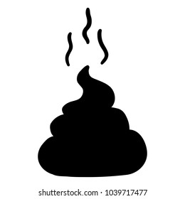 Vector Black Silhouette Shit Icon. Poop Sign. Bullshit Symbol.
