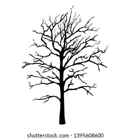 Vector Black Silhouette of Single Bare Tree