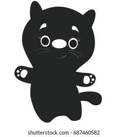 Vector black silhouette of a sitting cat.
