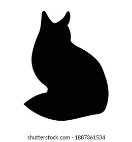 Vector black silhouette of a sitting fox isolated on white background