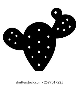 Vector black silhouette style cactus plant illustration on white background.