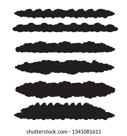 vector black silhouette summer clouds isolated isolated on white background. flat sky cloud icon collection