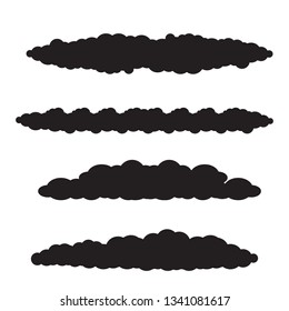 vector black silhouette summer clouds isolated isolated on white background. flat sky cloud icon collection