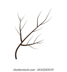 silueta negra vectorial de una rama de árbol sobre fondo blanco.