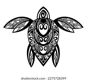 Vector black silhouette of a turtle isolated on a white background.