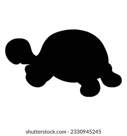 Silueta negra vectorial de una tortuga aislada en un fondo blanco.