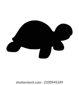 Vector black silhouette of a turtle isolated on a white background.