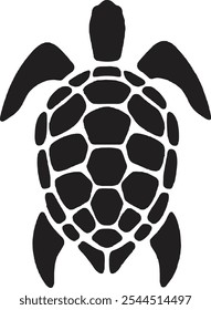 Vector negro silueta de una tortuga aislada sobre un fondo blanco.