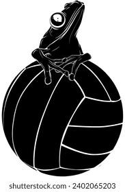 vector black silhouette of with volleyball ball on white background