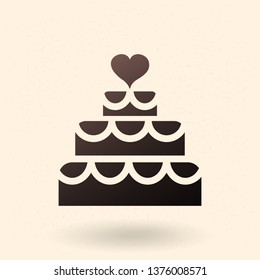 Vector Black Silhouette Wedding Cake Icon