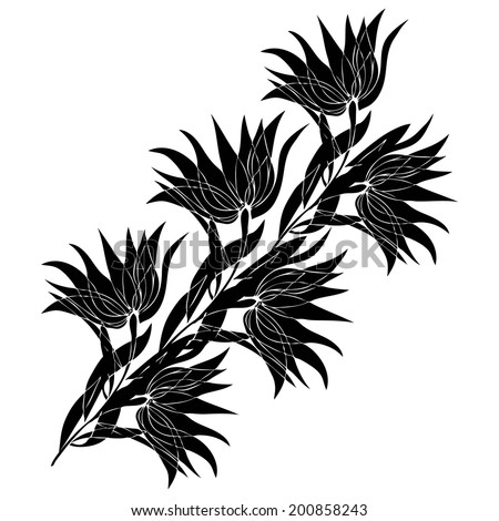 Vector Black Silhouettes Isolated Flowers Stock Vector (Royalty Free