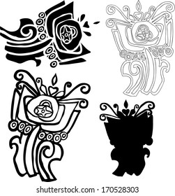 vector black silhouettes isolated on white background abstract flowers