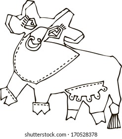 vector black silhouettes isolated on white background cows