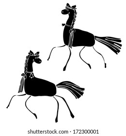 vector black silhouettes isolated on white background horse