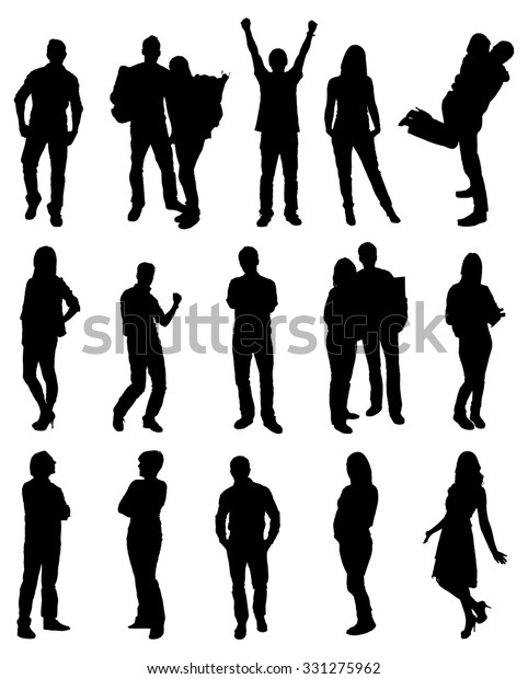 Vector Black Silhouettes People Over White Stock Vector (royalty Free 