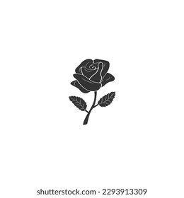 vector black silhouettes of rose flowers.Flower icon.Set of decorative rose silhouettes. Roses on a white background. Silhouette of a rose.Vector illustration.isolated on white background.