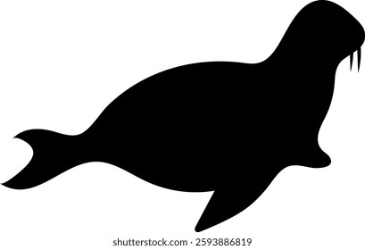Vector Black Silhouettes of Sea Animals