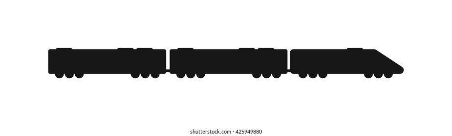Vector black silhouettes of trains