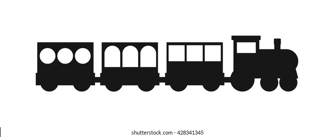 Vector black silhouettes of trains