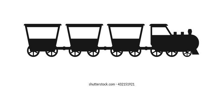 Vector black silhouettes of trains