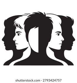 Vector Black silhouettes visages set. with white background