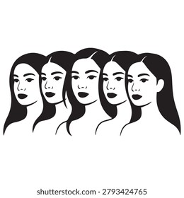 Vector Black silhouettes visages set. with white background