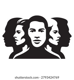 Vector Black silhouettes visages set. with white background