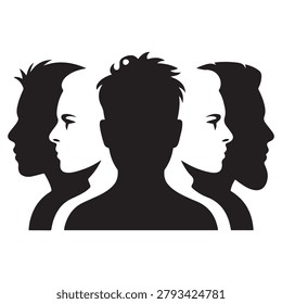 Vector Black silhouettes visages set. with white background