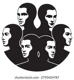 Vector Black silhouettes visages set. with white background