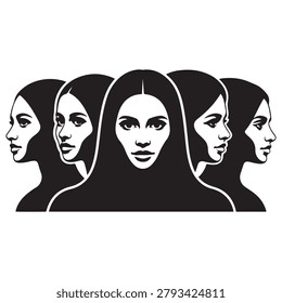 Vector Black silhouettes visages set. with white background