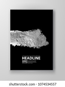 Vector Black and Silver Design Templates for Brochures, Flyers, Mobile Technologies, Applications, Online Services, Typographic Emblems, Logo, Banners. Chrome Abstract Modern Background.