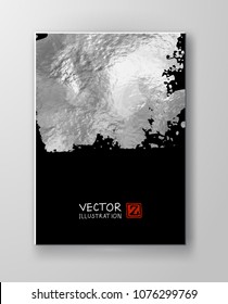Vector Black and Silver Design Templates for Brochures, Flyers, Mobile Technologies, Applications, Online Services, Typographic Emblems, Logo, Banners. Chrome Abstract Modern Background.
