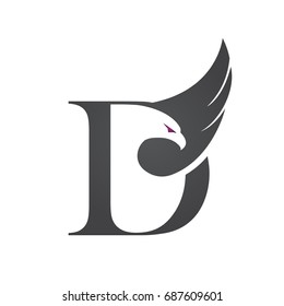 Vector Black Single Letter D Eagle Logo