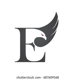 Vector Black Single Letter E Eagle Logo