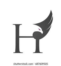 Vector Black Single Letter H Eagle Logo